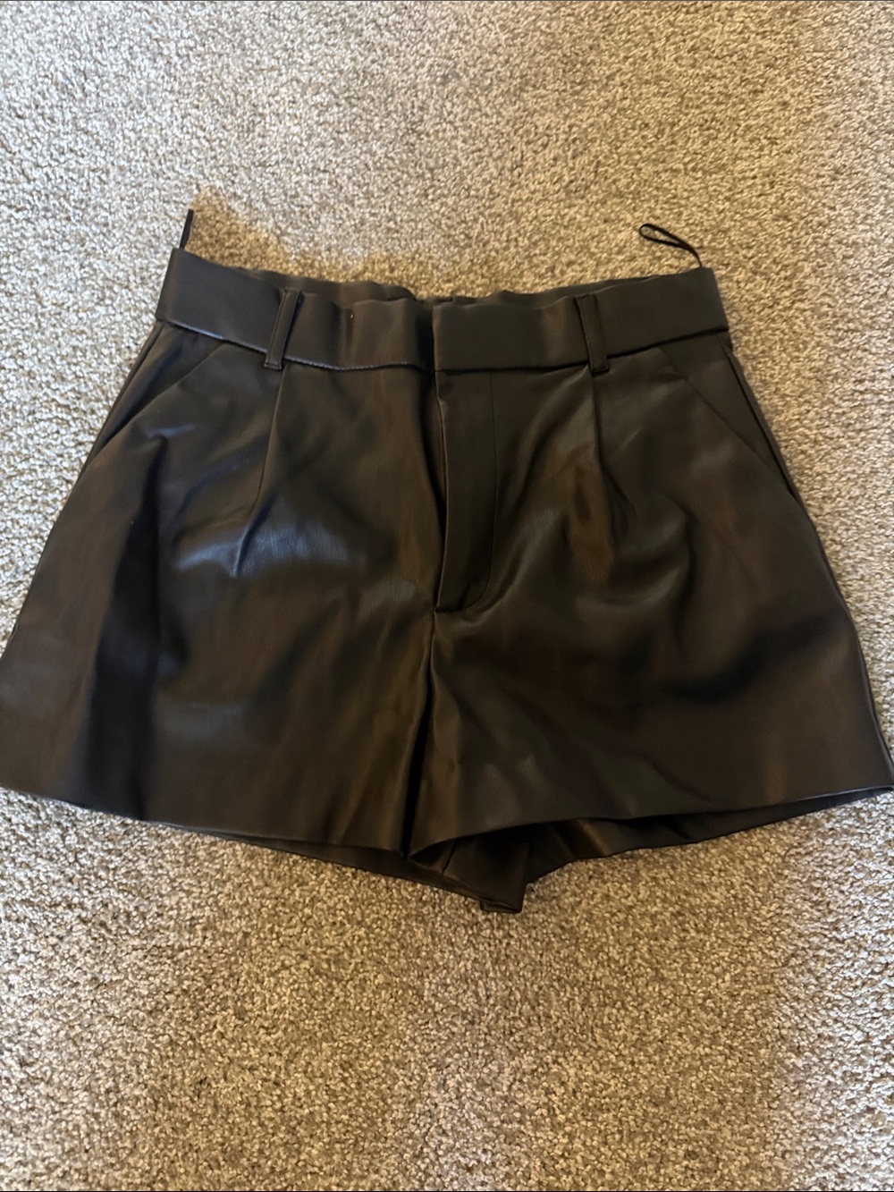 Zara High-Waist Black Faux Leather Shorts